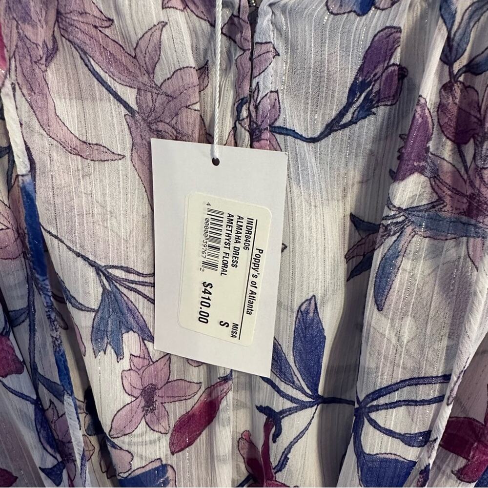 NWT MISA Los Angeles Purple Blue Floral Mini Dress Small - Picture 11 of 12